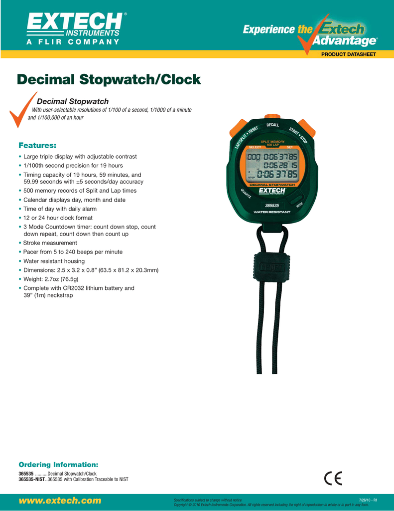 Đồng hồ bấm giờ Extech 365535