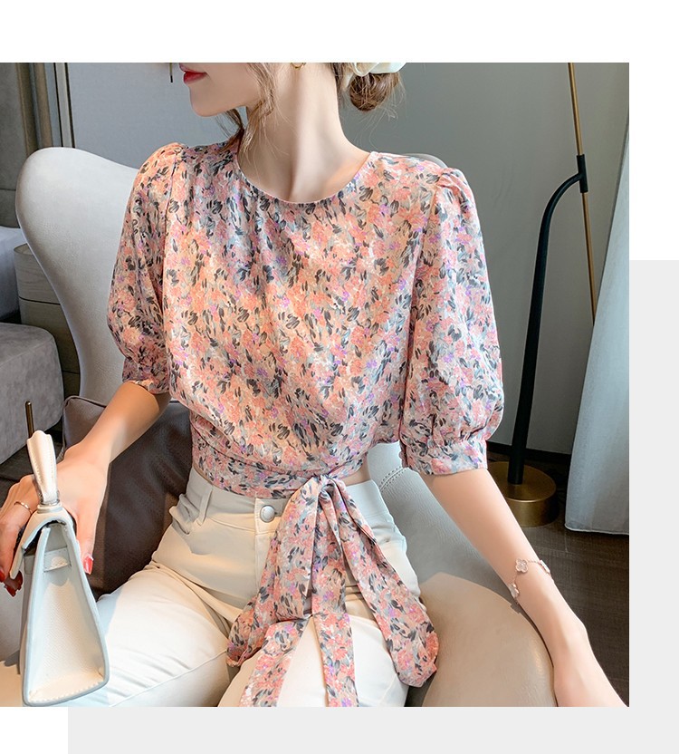 [HCM]ÁO HOA CROPTOP THẮT NƠ EO XINH SẮN