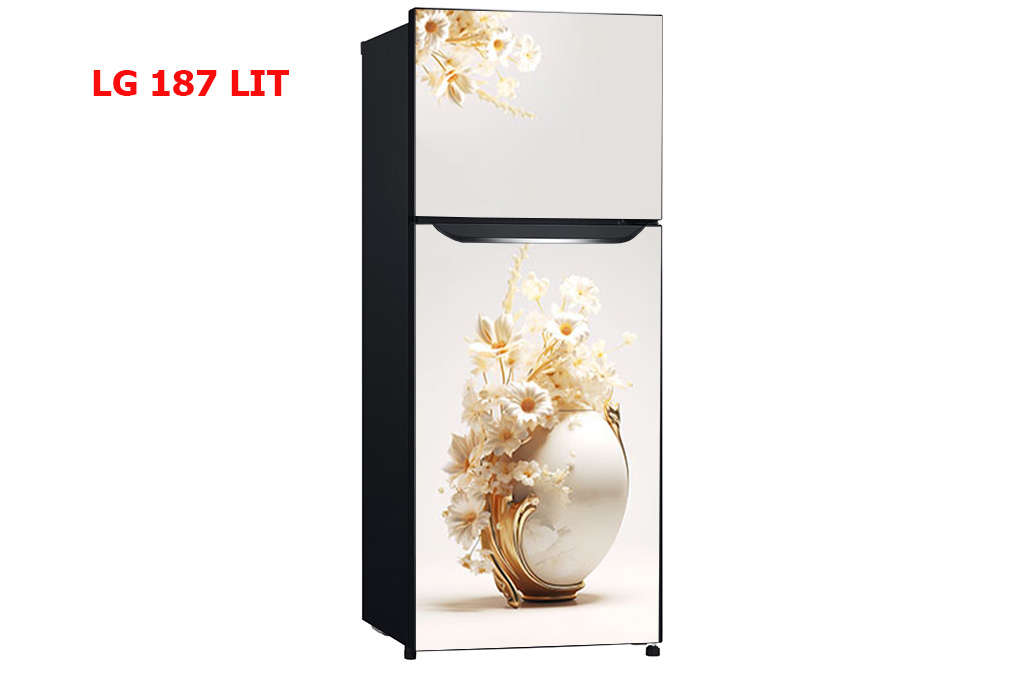 Decal dán Tủ Lạnh bình hoa trắng 3d chất liệu cao cấp