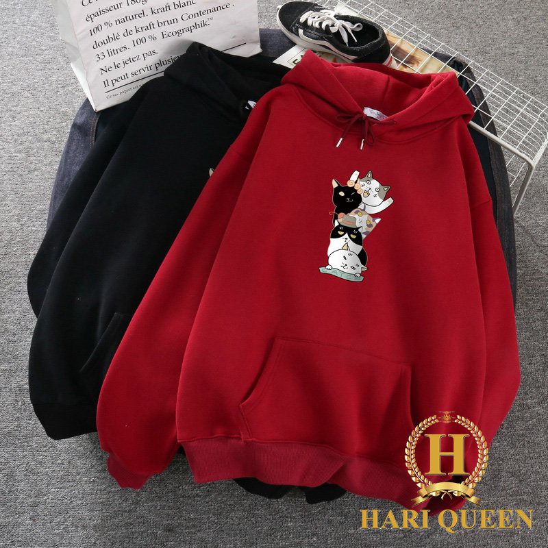 Áo hoodie 5 mèo xếp dọc HARI1020