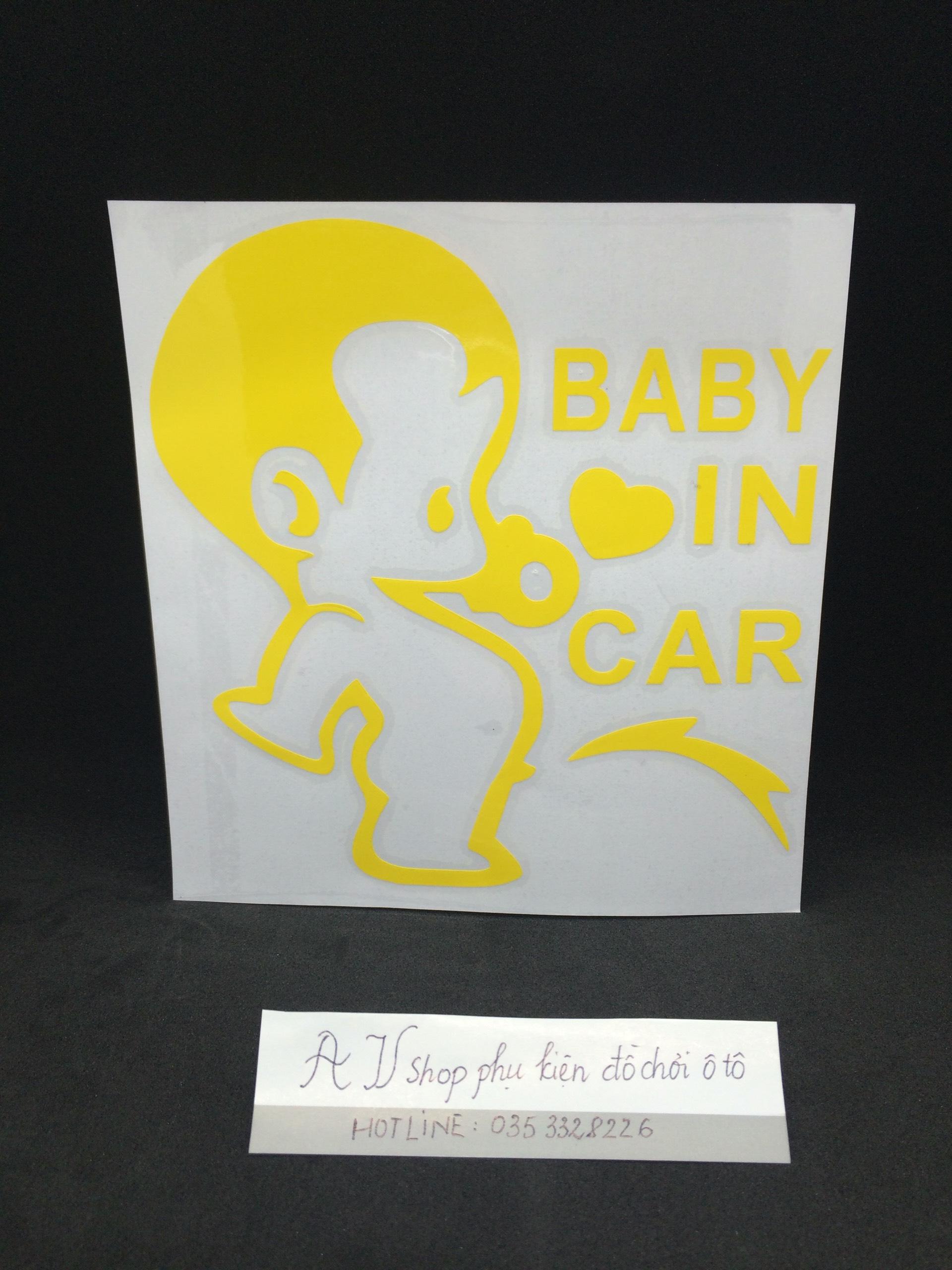 miếng dán BABY IN CAR màu vàng