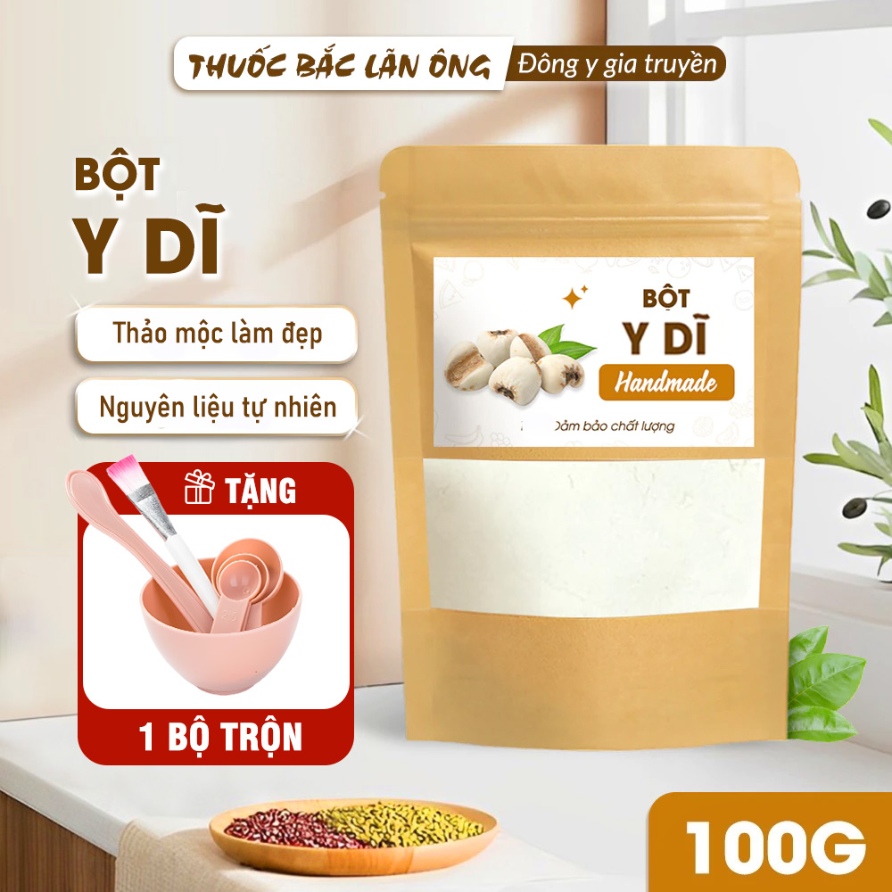 Bột y dĩ nếp 100g, bột bobo, nguyên chất, thơm mịn, dùng pha uống, nấu cháo, đắp mặ nạ - Lãn Ông