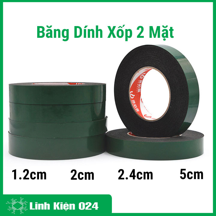 Băng dính xốp 2 mặt rộng 1.2cm/2cm/2.4cm/5cm dán siêu chắc