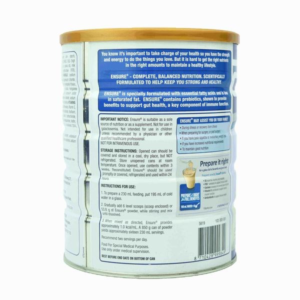[GIẢM 40K ĐƠN 1,2TR] Combo 2 Lon sữa Ensure Úc 850gr  vị Vani