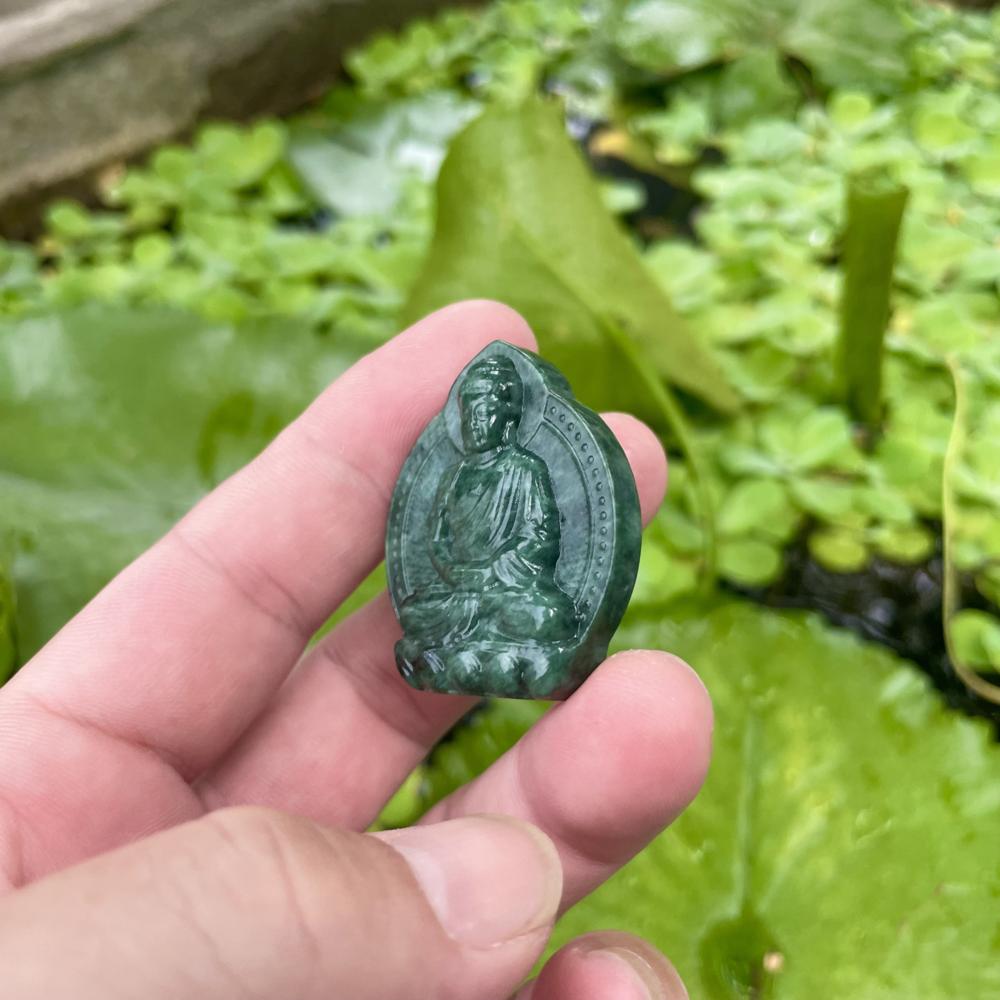 Mặt Phật A Di Đà đá Serpentine xanh Ấn Độ 4cm CP963