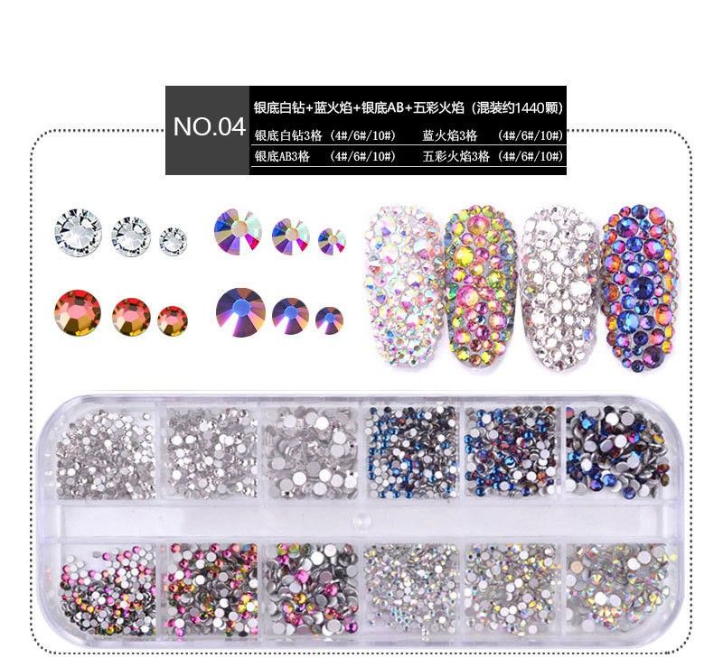 Khay đá đính móng nhiều màu nhiều size -phụ kiện nails