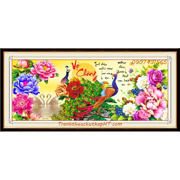 Tranh đính đá con công VS446: 120*53cm - tự đính
