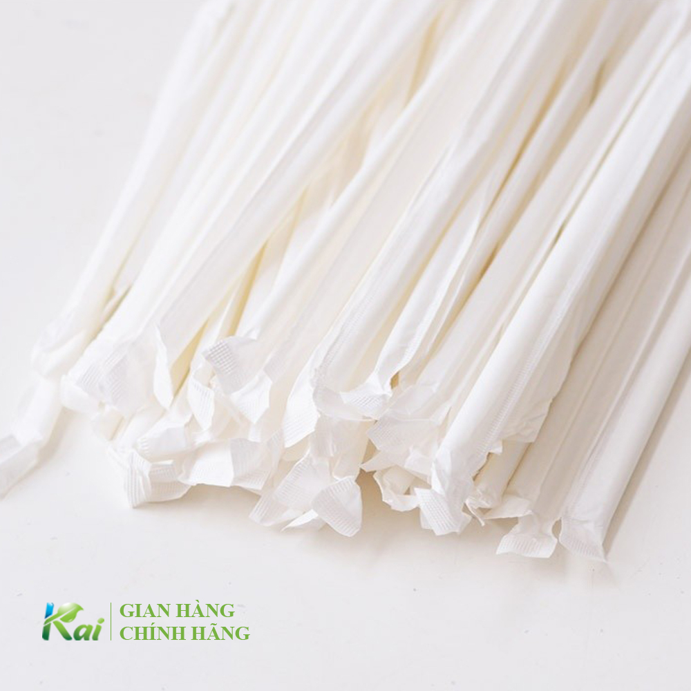 Ống Hút Giấy BỌC MÀNG từng cái, màu trắng, phi 6, phi 8 hoặc phi 12 (loại hút trân châu)