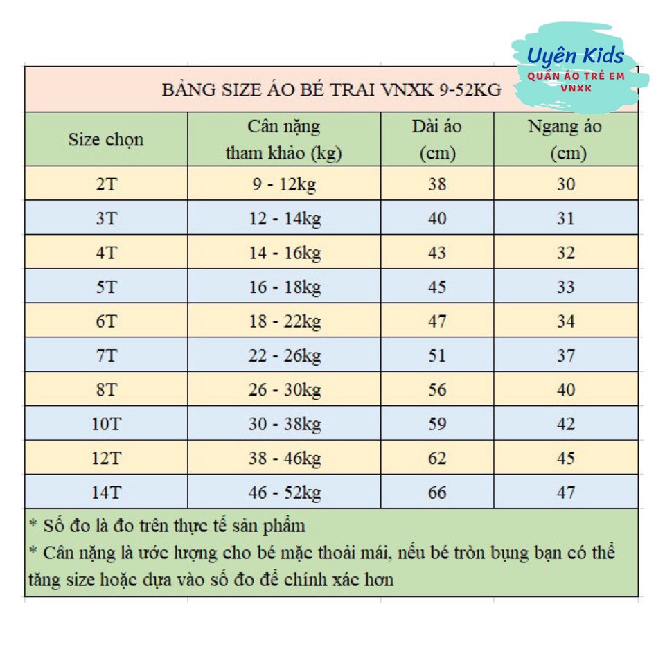 Áo thun trơn xuất khẩu cho bé 1-14T