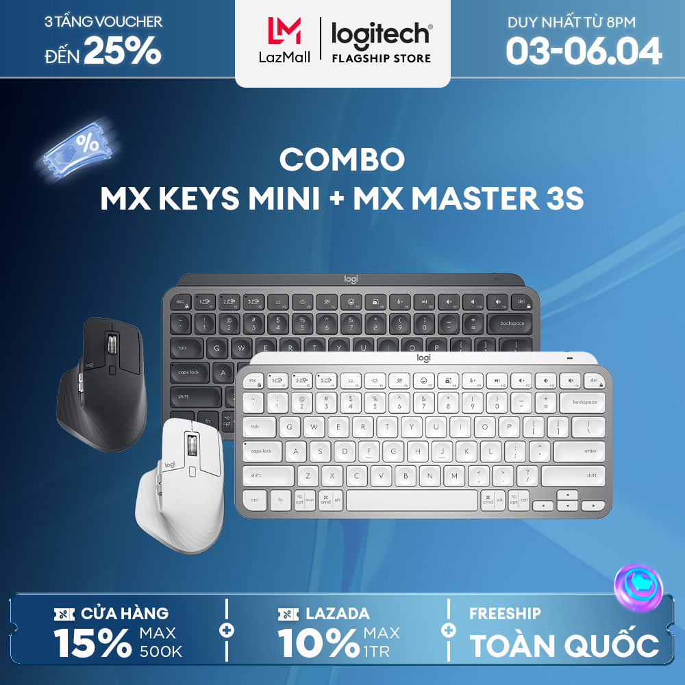 Combo bàn phím Logitech MX Keys Mini và chuột Logitech MX Master 3S