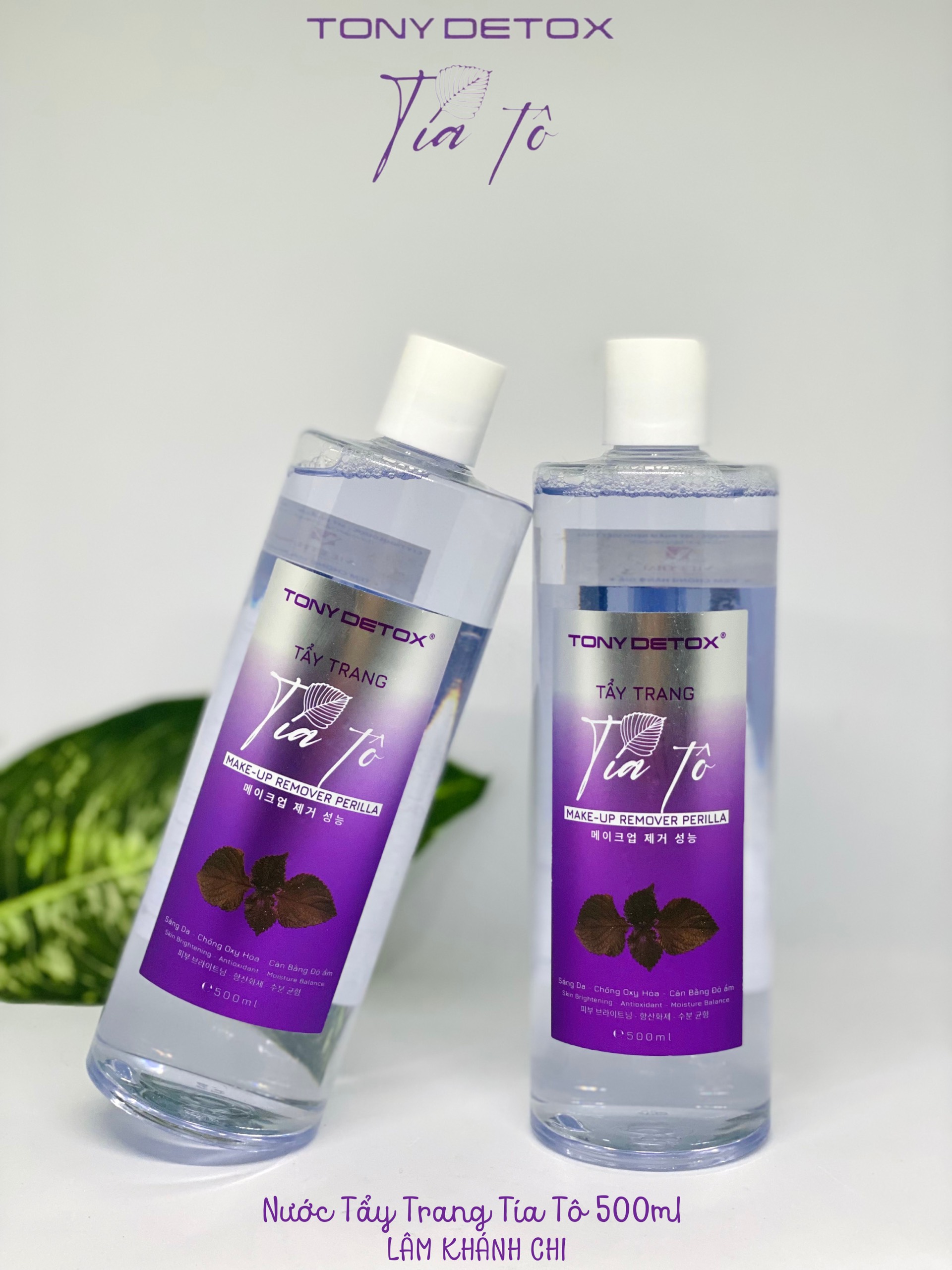 Nước tẩy trang tía tô tony detox 500ml