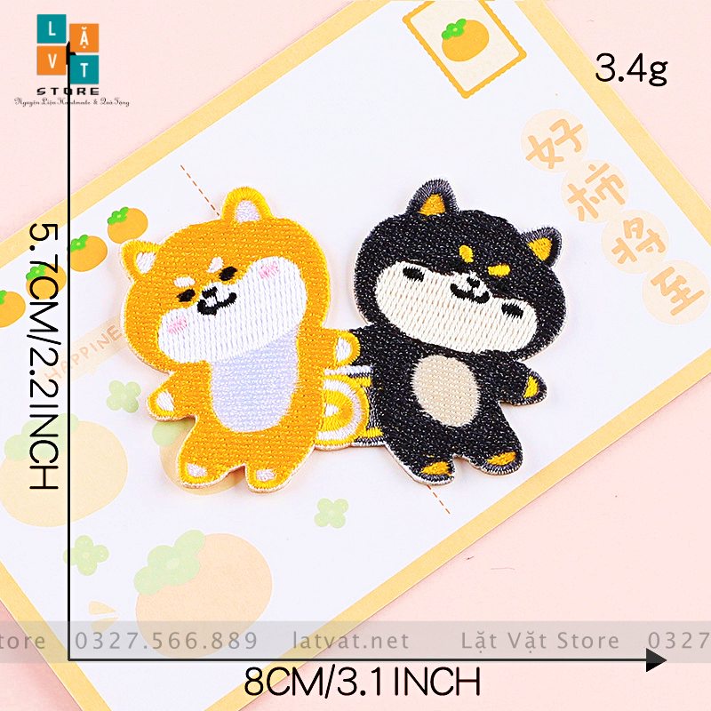 Patch ủi quần áo Sticker miếng dán hình chó shiba cực kì dễ thương dán Vali tủ lạnh...