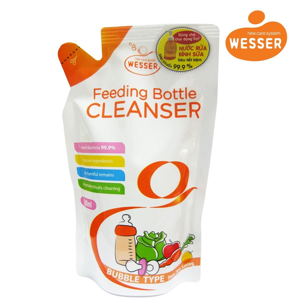 NƯỚC RỬA BÌNH SỮA WESSER 500ML DẠNG TÚI