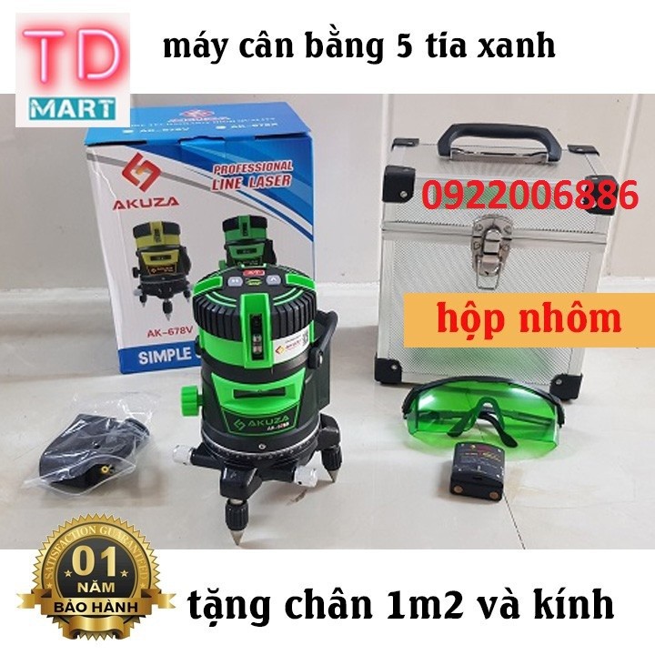 Máy cân bằng laser 5 tia xanh akuza ak 678x