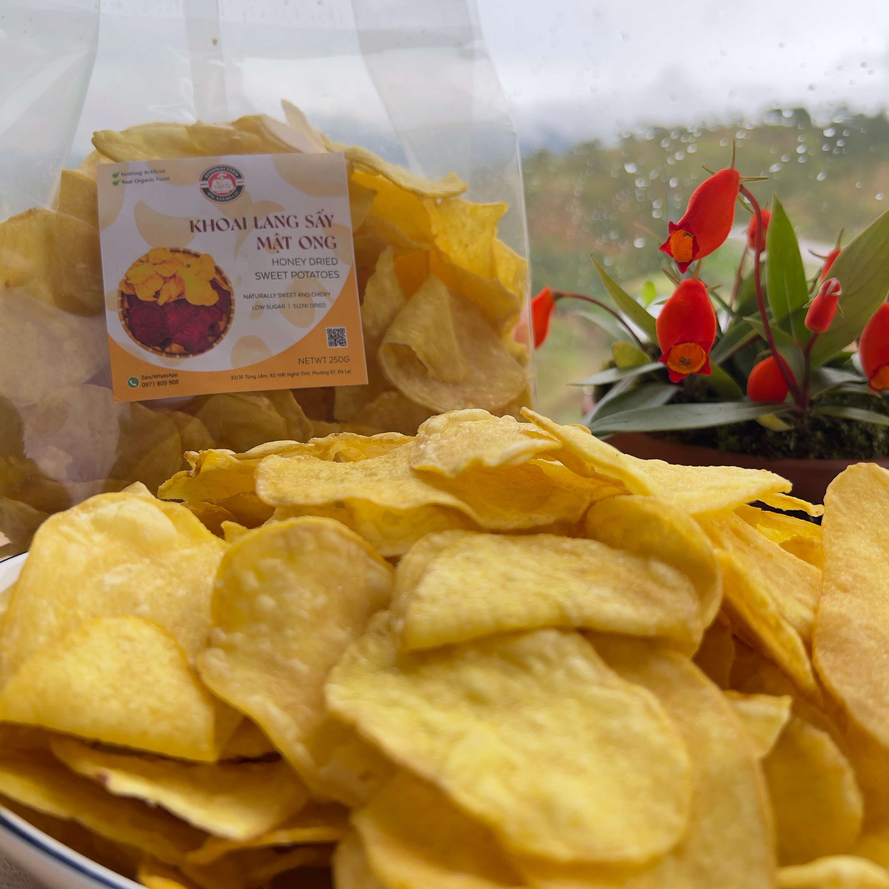 Khoai lang sấy giòn mật ong 500gr thơm ngon BanhMat Farm không đường đặc sản Đà Lạt