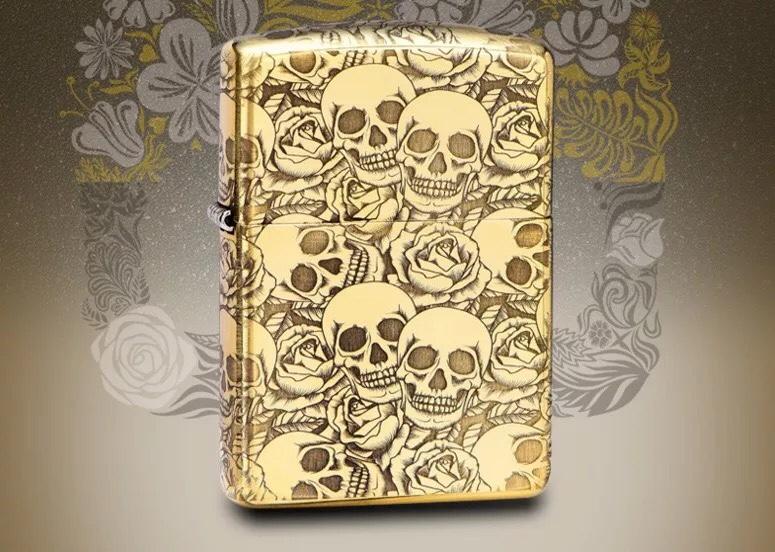 [HCM]Bật Lửa Zippo USA Họa Tiết Đầu Lâu - Ruột Vàng