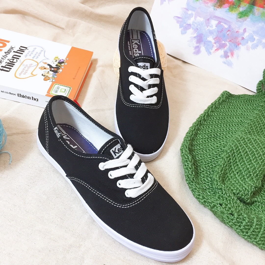 [HCM]Giày Vải Canvas Nữ Keds Ch Đen