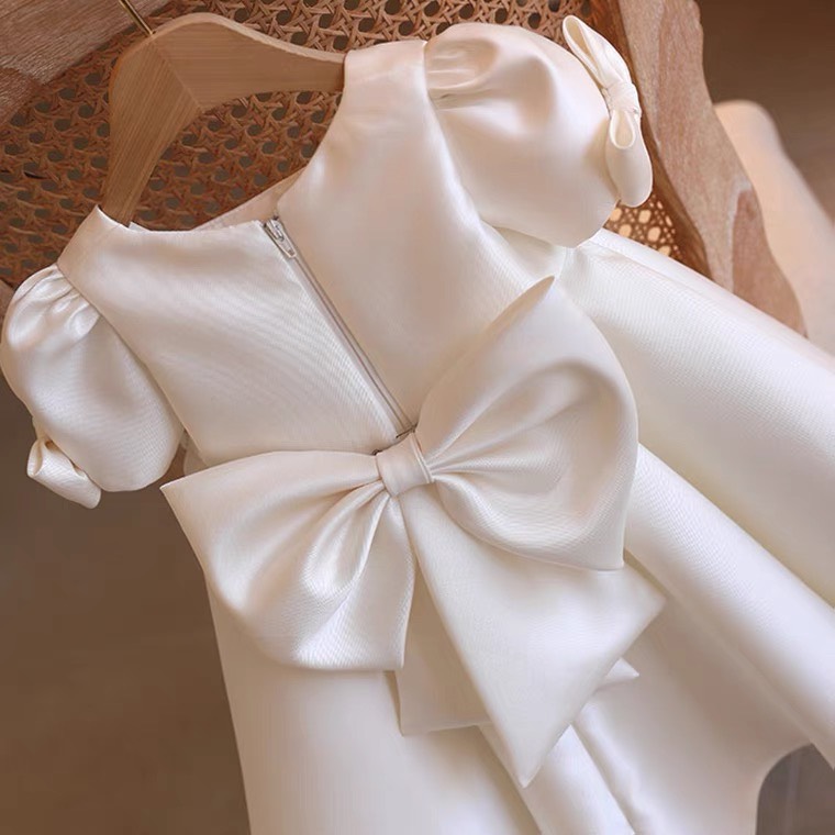 Dress Princess design big bow applique stone baby girls