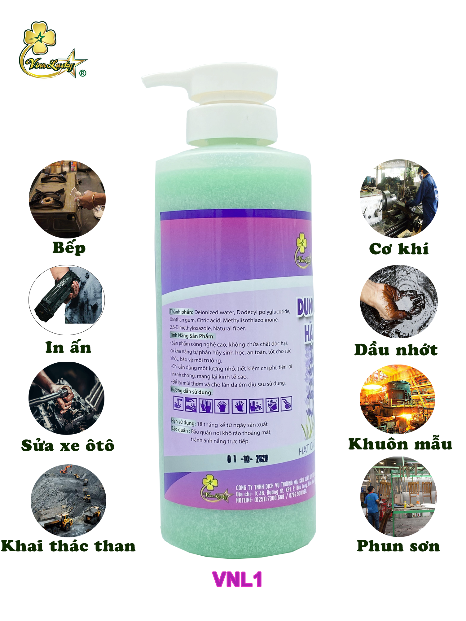 Dung dịch rửa tay hạt cát đa năng VinaLucky 1L