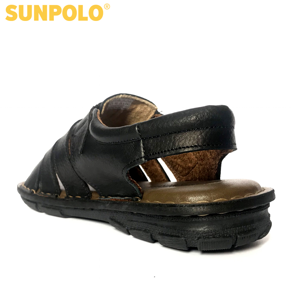 Men Leather SUNPOLO Sandals SDA006 (black)