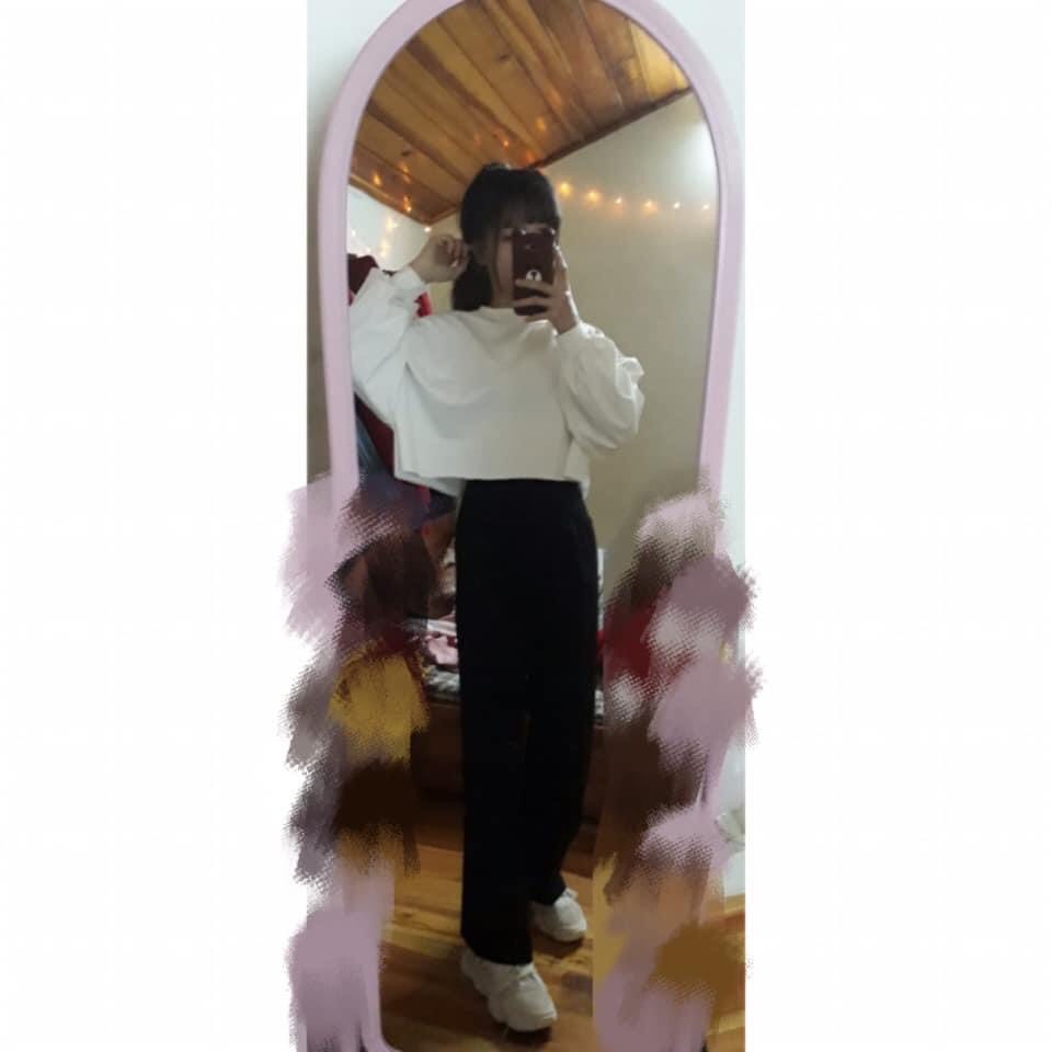 set quần suông + croptop tay dài trơn