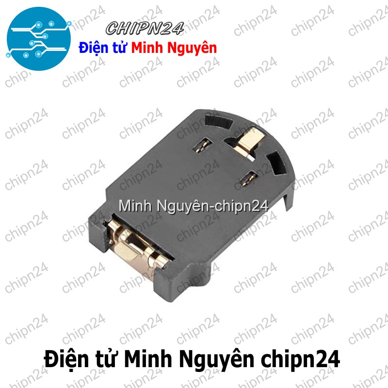 [2 cái] (F138.5) Đế pin CR2032 Dán SMD V1 Đen - HH000602