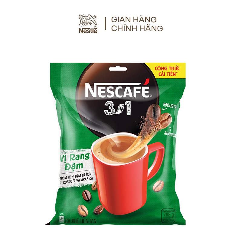 Cà phê rang xay hòa tan Nescafé 3in1 đậm vị cà phê (Bịch 46 gói x 17g)