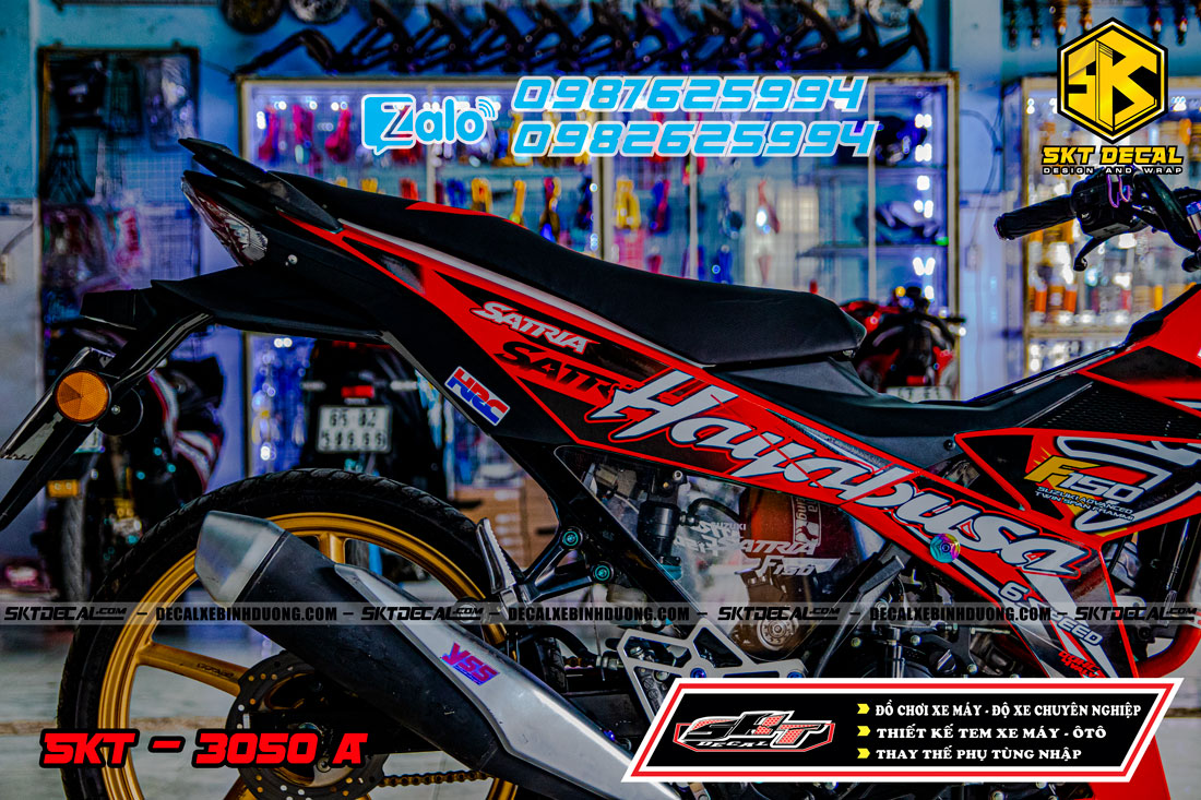 tem trùm satria đỏ đen trắng hayabusa
