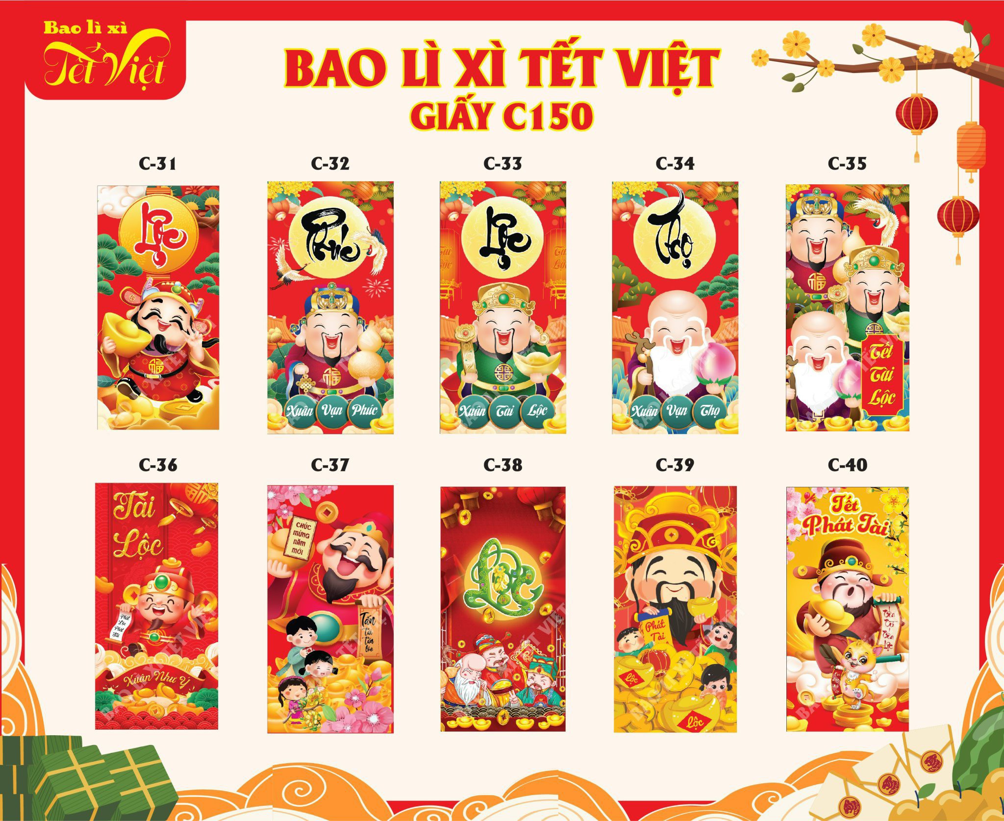 Combo 100 Bao Lì Xì Tết 2023 Mix 20 Mẫu (giao mẫu ngẫu nhiên)