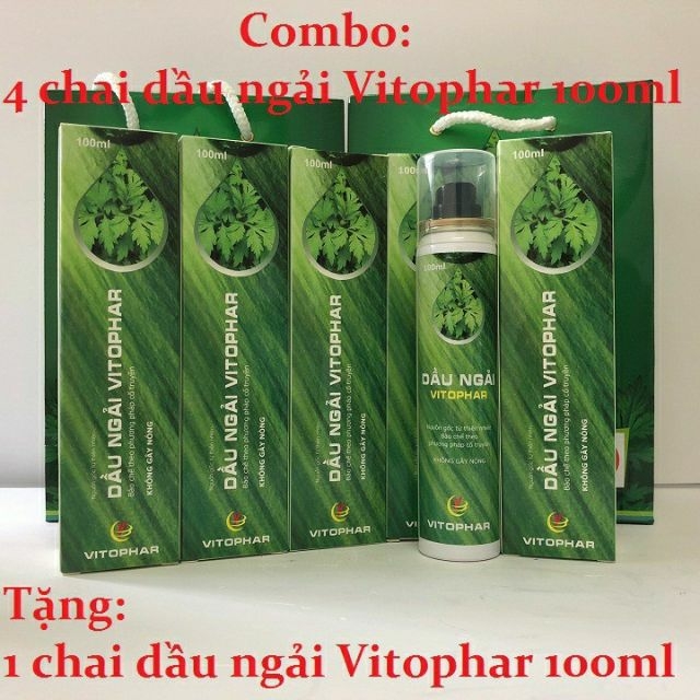 (Tặng 1 chai ngải cứu 100ml) Combo 4 chai tinh dầu ngải cứu Vitophar 100ml