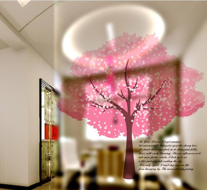 Decal Trang Kính Cao Cấp - Cây Hồng lớn ( 60x58 )-DK7030
