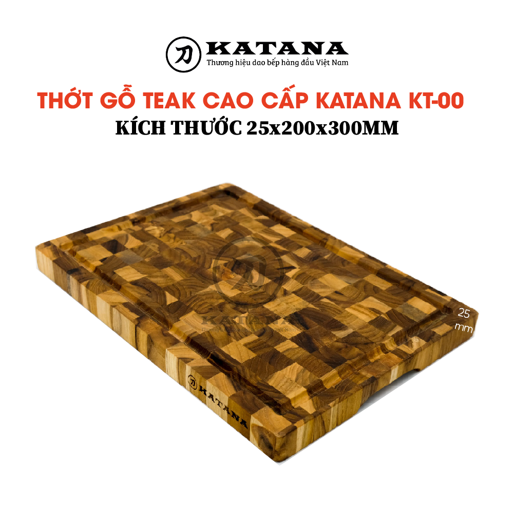 Thớt vuông KATANA gỗ Teak cao cấp cỡ nhỏ siêu tiện dụng - thớt teak cao cấp đạt tiêu chuẩn vệ sinh an toàn thực phẩm - KT00