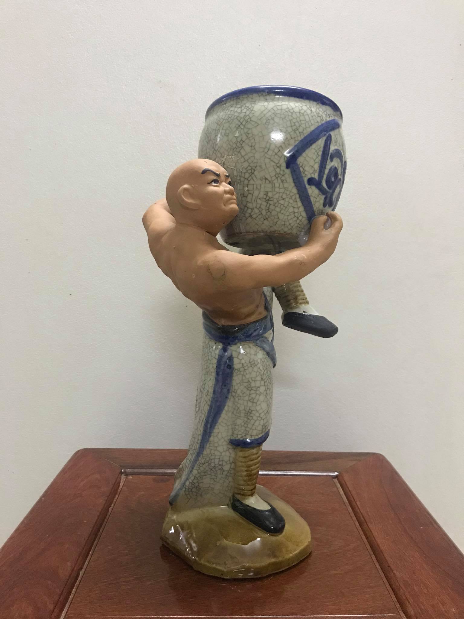 Chậu tượng la hán võ quyền - men rạn