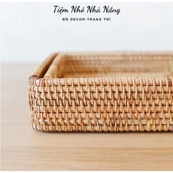 Khay đựng đồ mây tre đan, khay mây decor trang trí, chụp ảnh