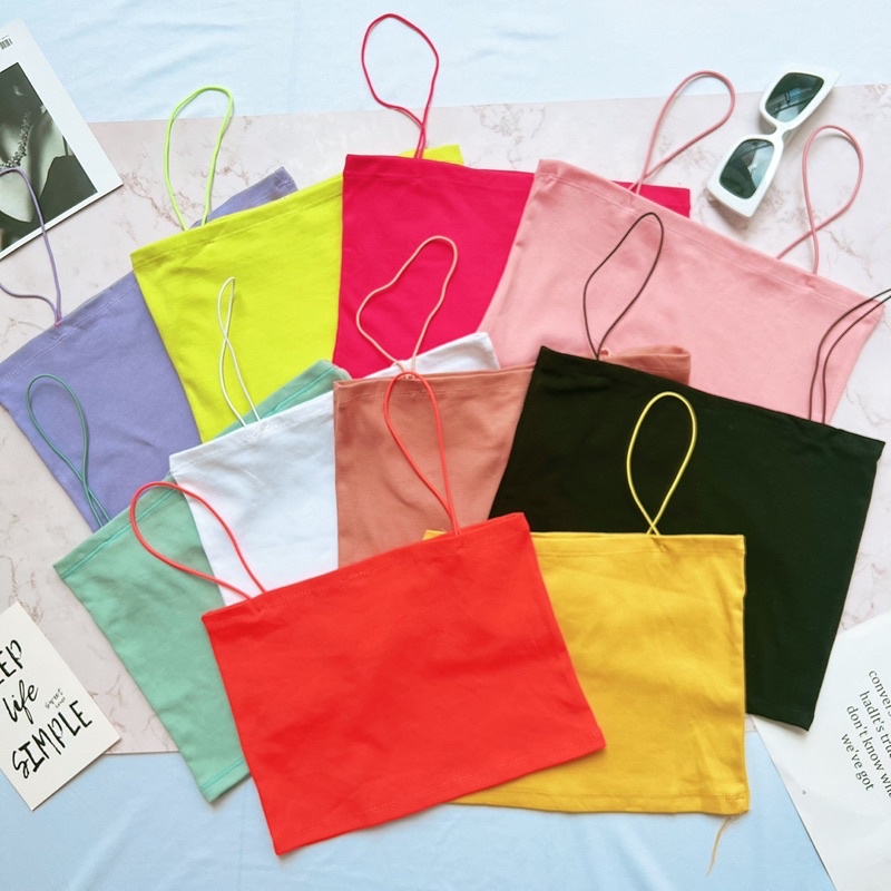 [HOT]  Áo Croptop 2 Dây Sợi BÚN chất cotton AO34