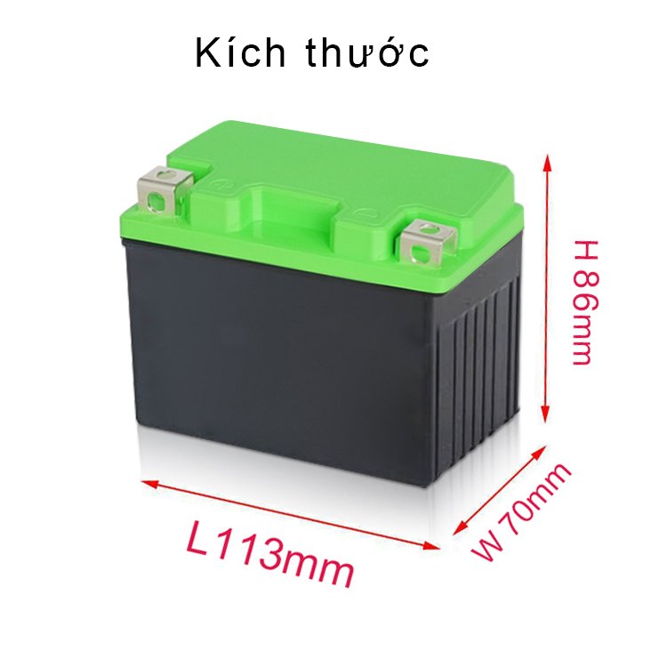 Vỏ ắc quy lithium yt4 kích thước: 113 x 70 x 86mm
