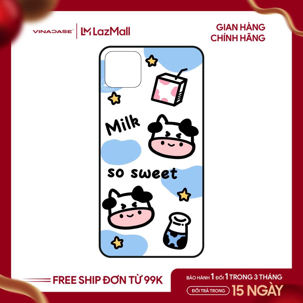 Ốp lưng Vina Case Realme 3/3 Pro/Realme 5/Realme C11/C15/C17..... Bộ sưu tập bò sữa dễ thương mặt kính cường lực