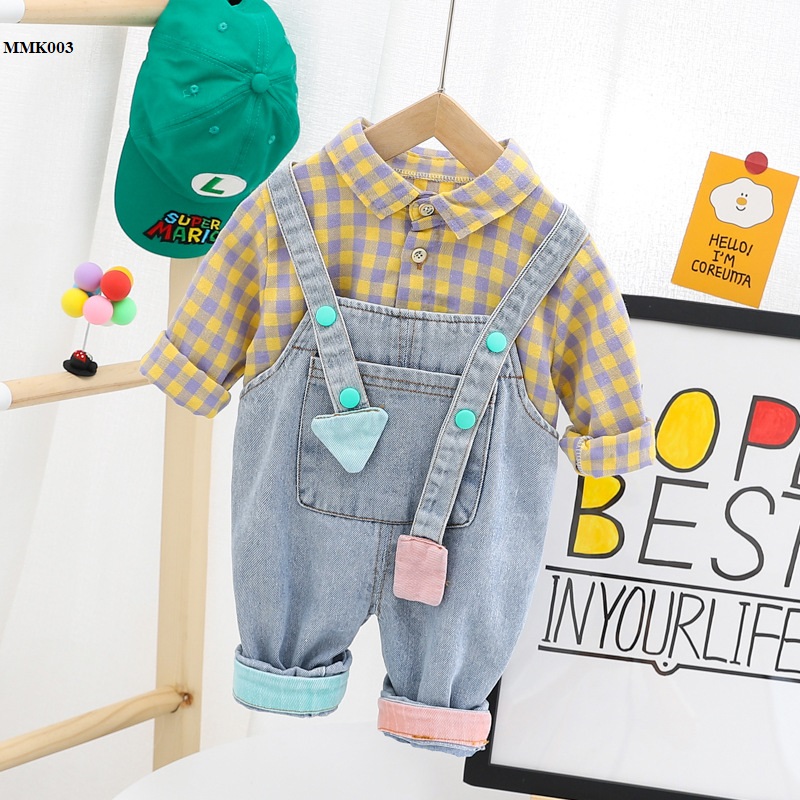 [HCM]Set quần yếm denim cho bé trai MMK003