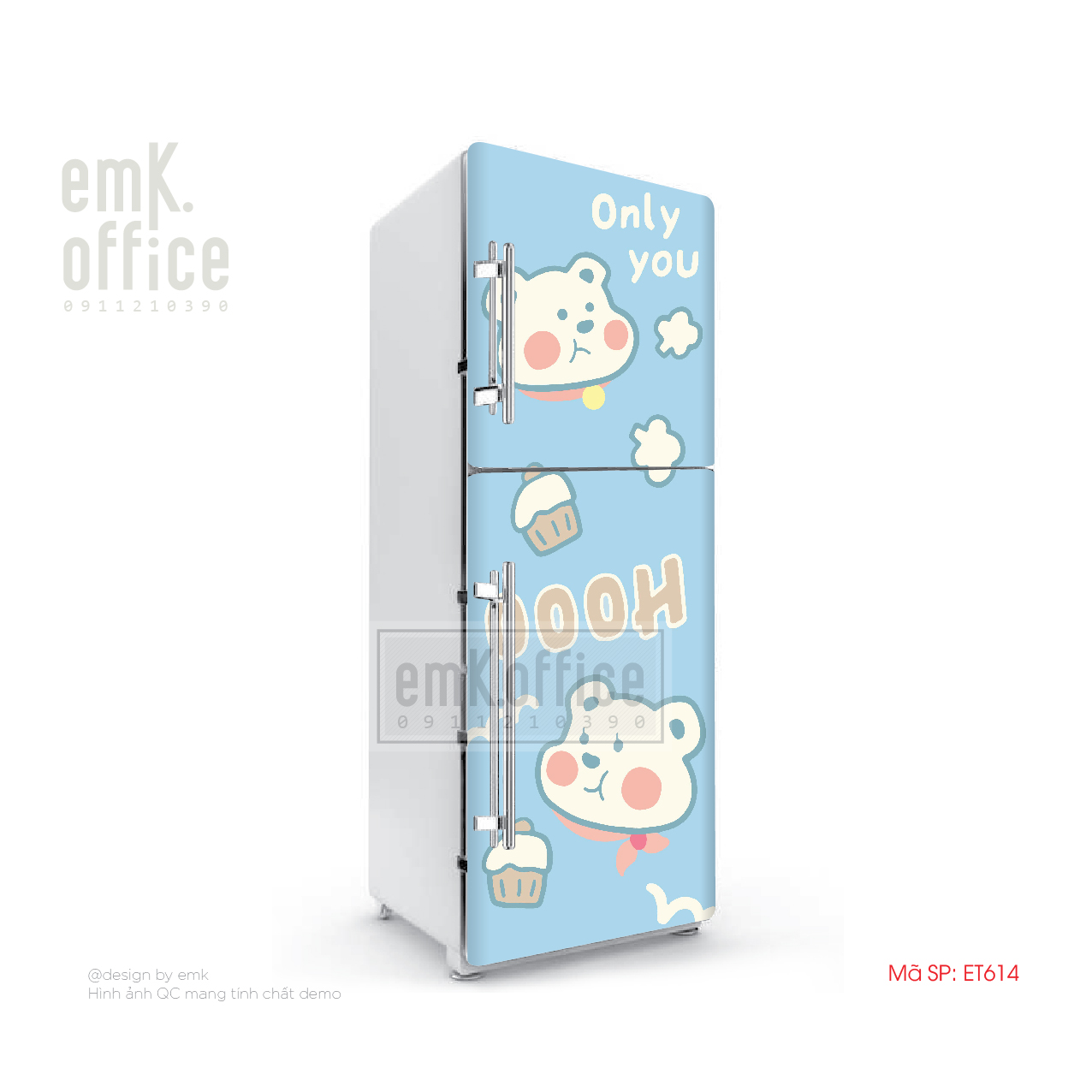 Decal dán tủ lạnh, miếng dán tủ lạnh mẫu cute - BO109