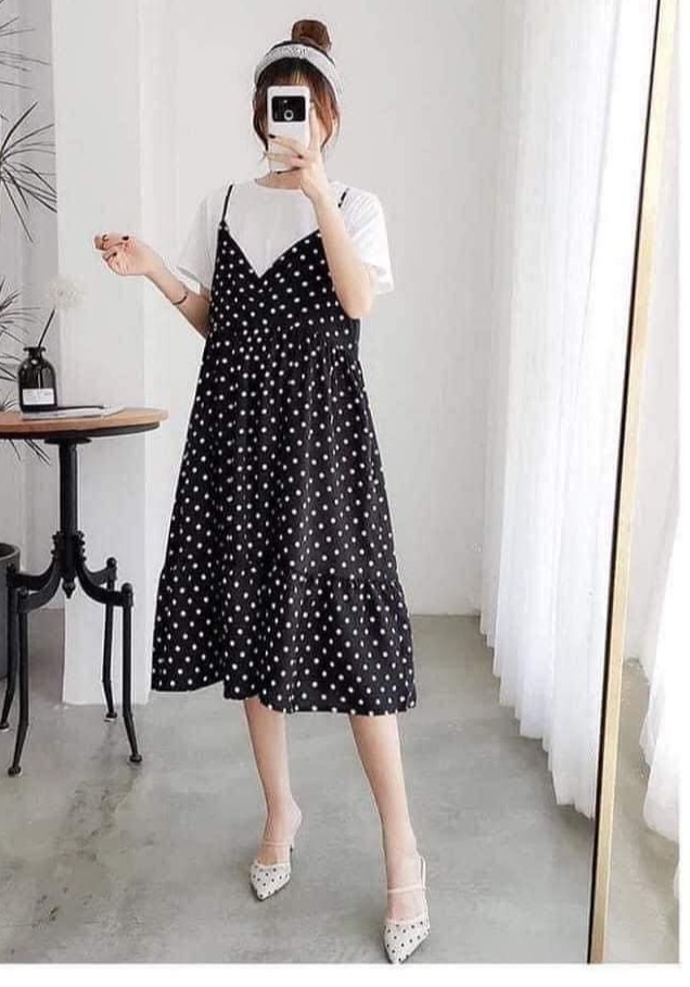 Váy bigsize dáng suông tay bèo đũi xốp , đầm bầu dự tiệc, đầm bigsize dễ thương