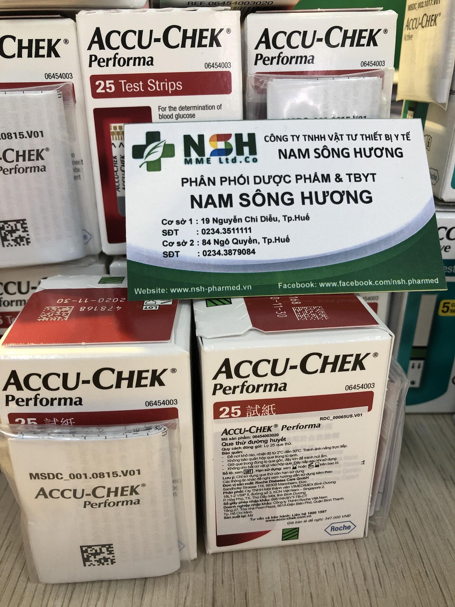 QUE TEST THỬ ĐƯỜNG HUYẾT TIỂU ĐƯỜNG ACCU-CHEK PERFORMA (25 QUE)