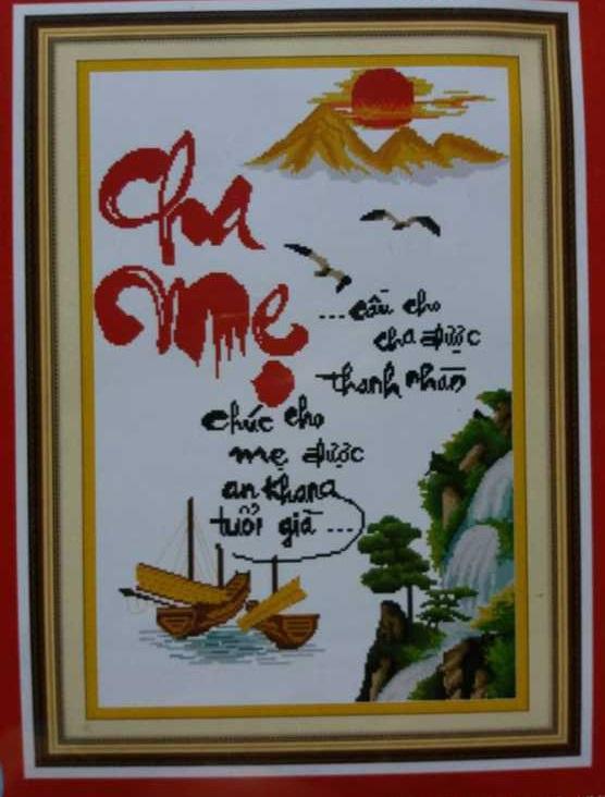 Tranh thêu chữ thập cha mẹ dlh-222835