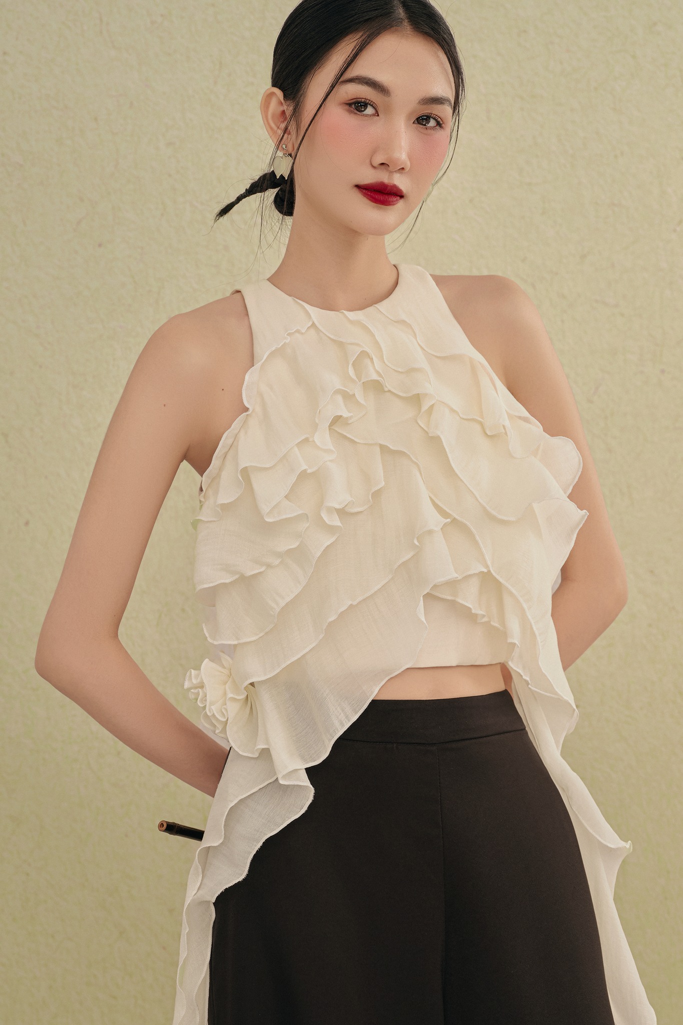 OLV - Quần lụa phối với áo dài Black Culottes ver 2