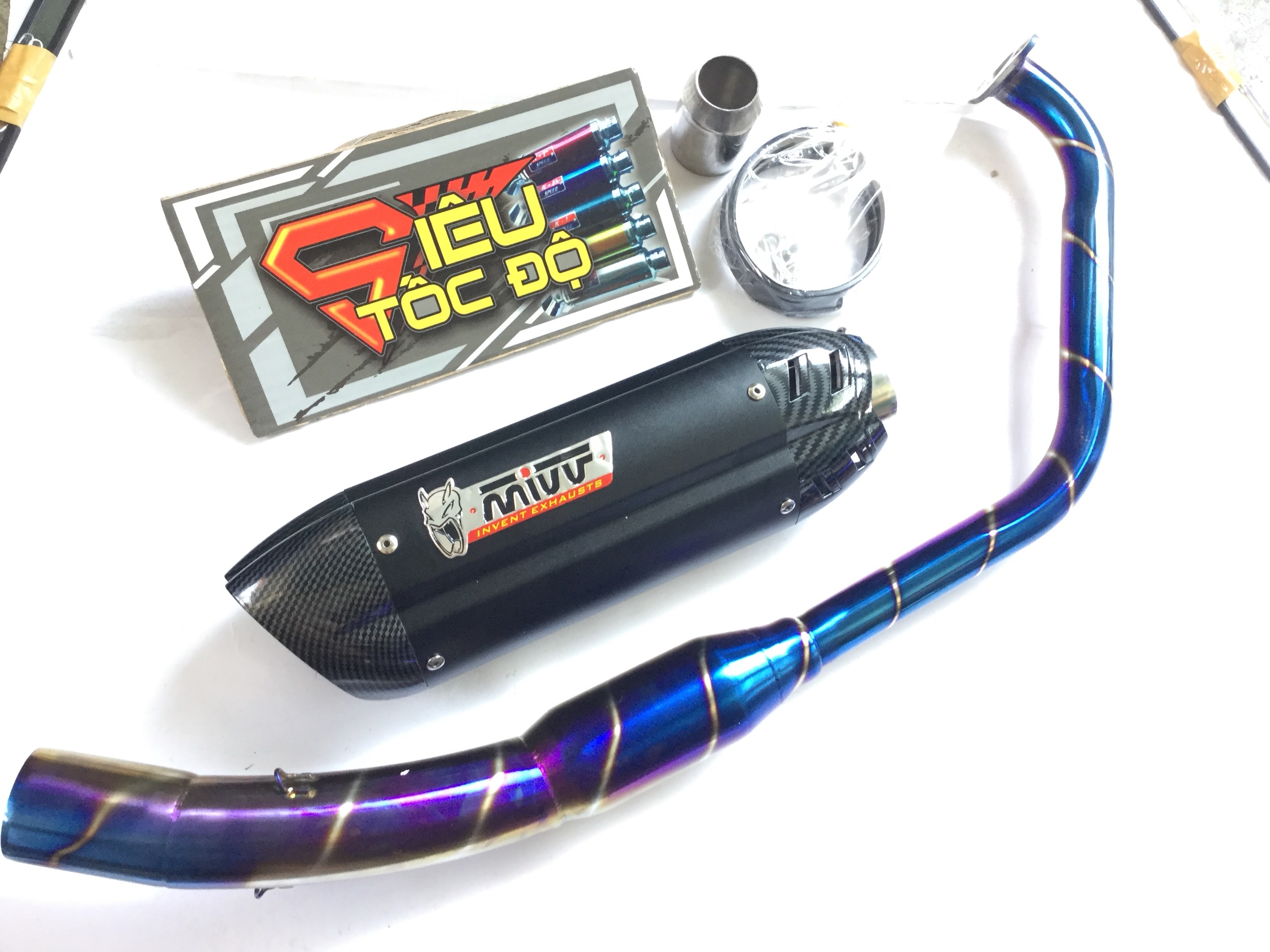 Combo pô mivv bao gồm cả cổ pô bầu hơi titan độ cho xe r15,......