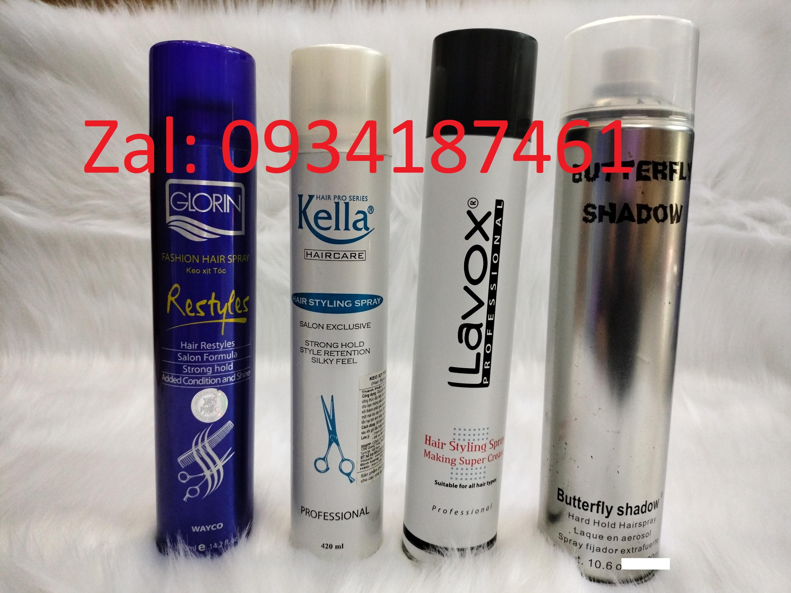 Keo xịt cứng tóc Glorin/ Kella/ Lavox/ Butterfly dùng để cố định tóc trang điểm dự tiệc, trang điểm cô dâu