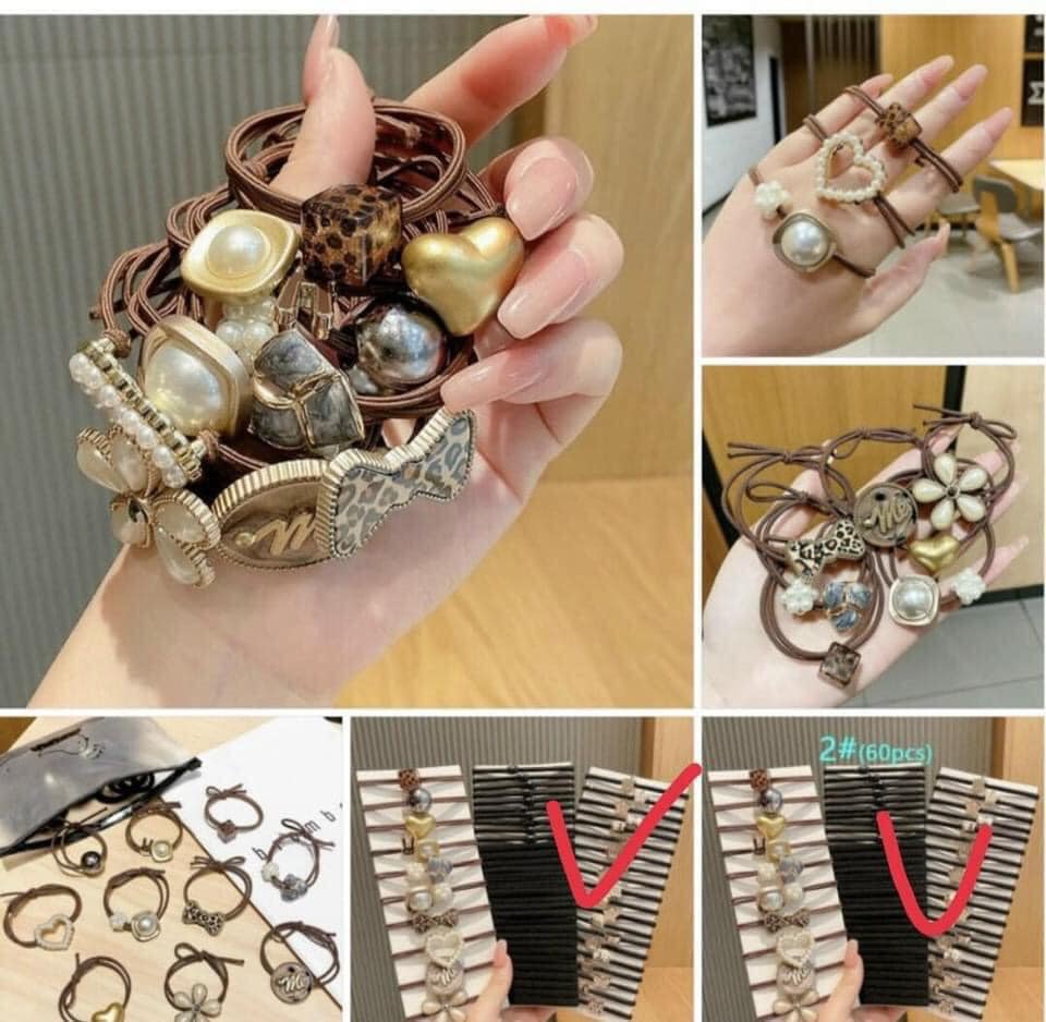 Dây cột tóc đính đá đẹp buộc tóc đính đá siêu đẹp ( Set 10 Chiếc)