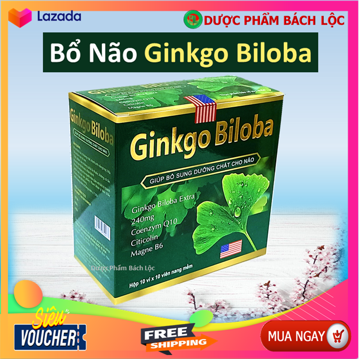 Hoạt huyết dưỡng não Ginkgo Biloba 240mg - Giúp tăng tuần hoàn máu