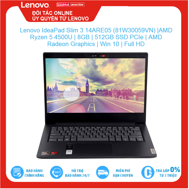 Bảng giá Lenovo IdeaPad Slim 3 14ARE05 (81W30059VN) |AMD Ryzen 5 4500U | 8GB | 512GB SSD PCIe | AMD Radeon Graphics | Win10 | Full HD, Brand New 100%, hàng phân phối chính hãng, bảo hành toàn quốc Phong Vũ