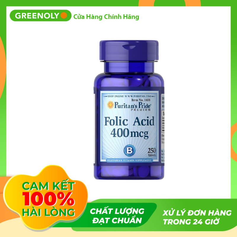 Viên Uống Hỗ Trợ Bổ Sung Puritans Pride Folic Acid 400mg 250 Viên - Greenoly Việt Nam phân phối chính hãng nhập khẩu