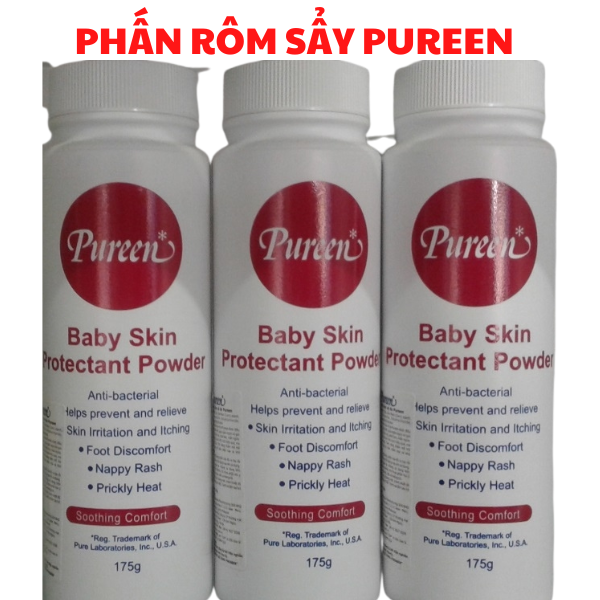 Phấn rôm cho bé, phấn rôm cho bé sơ sinh, phấn rôm sẩy Pureen 175g, hàng chính hãng nhập khẩu